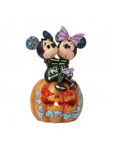 Figurine Citrouille LED Mickey et  Minnie squelettes - Disney Traditions Découvrez la collection