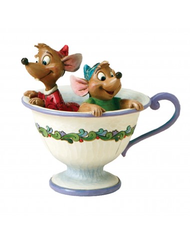 Figurine Jaq et Gus dans une tasse à thé - Disney Traditions acheter en ligne